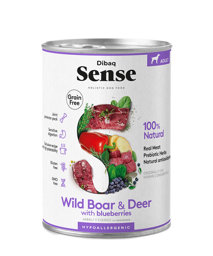 Mostrar informações para Dibaq Sense Grain Free VEADO e JAVALI 380gr. Imagem de Dibaq Sense Grain Free VEADO e JAVALI 380gr.